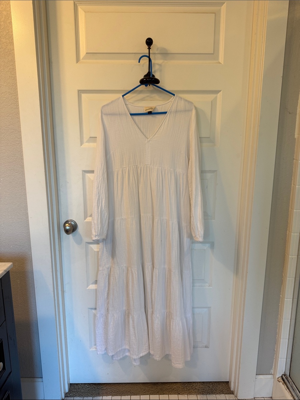 Universal Thread White V-Neck Tiered Maxi Dress